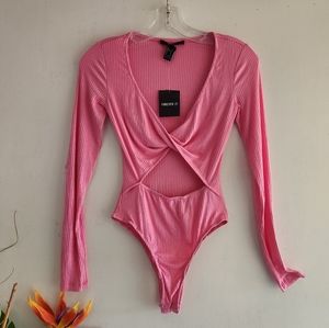 🆕️ Forever 21 Pink Small Bodysuit Barbie Core NWT